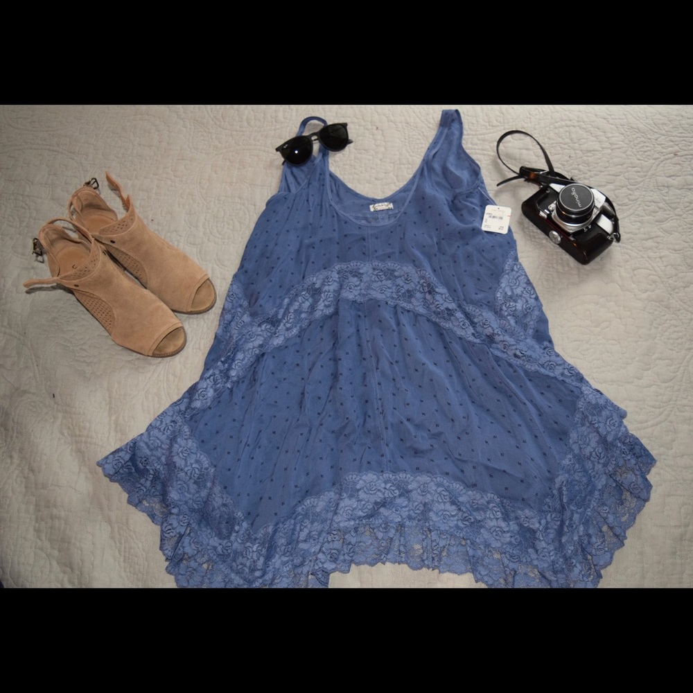 Free People Blue Bell She Swings lace slip dress